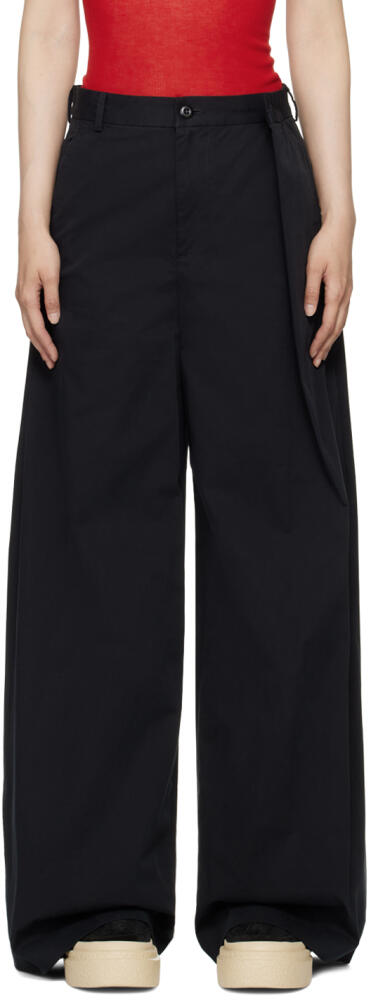 MM6 Maison Margiela Black Wide-Leg Trousers Cover