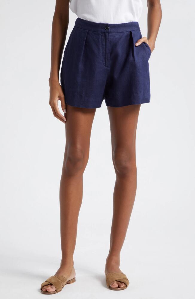 ATM Anthony Thomas Melillo Pleated Linen & Cotton Shorts in Ink Cover