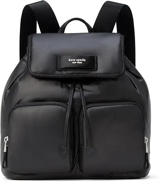 Kate Spade New York Puffed Puffy Fabric Backpack (Black) Weekender/Overnight Luggage Cover