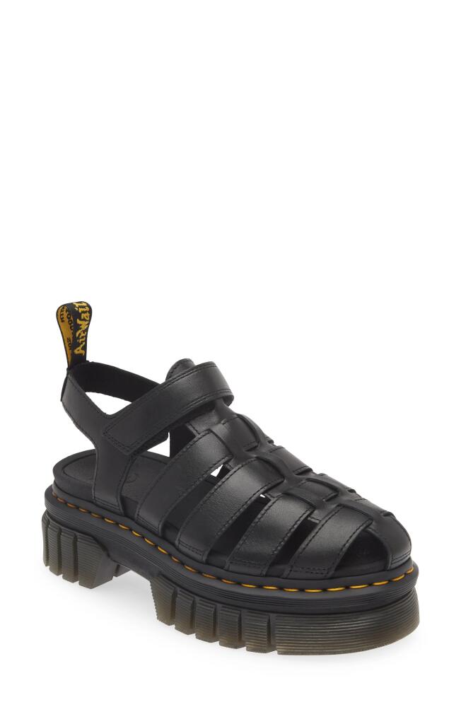 Dr. Martens Ricki Lug Platform Fisherman Sandal in Black Nappa Lux Cover