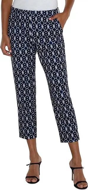 Liverpool Los Angeles Kelsey Crop Mid-Rise Trouser with Slit Luxe Stretch Suiting 27 (Navy Batik Prnt) Women's Dress Pants Cover