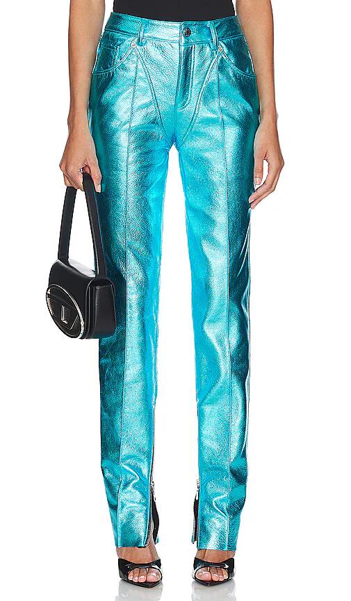 LaQuan Smith Leather Tapered Pant in Blue Cover