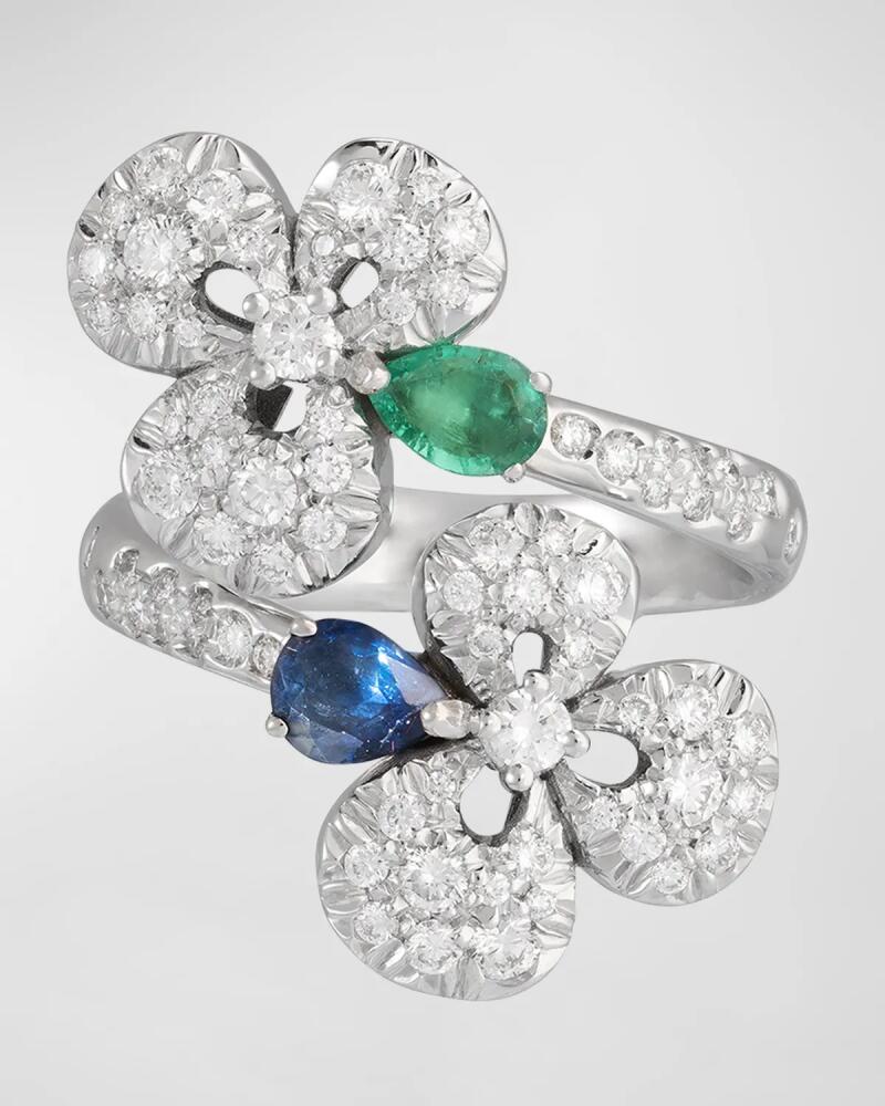 Miseno 18K White Gold Ischia Diamond, Emerald, and Sapphire Ring Cover