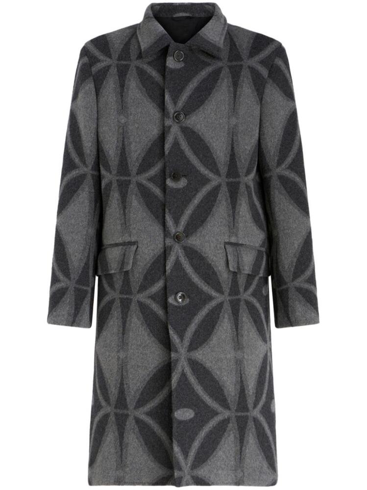 ETRO geometric-jacquard wool coat - Grey Cover