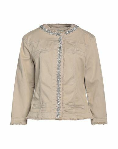 Liu •jo Woman Denim outerwear Beige Cotton, Elastane Cover