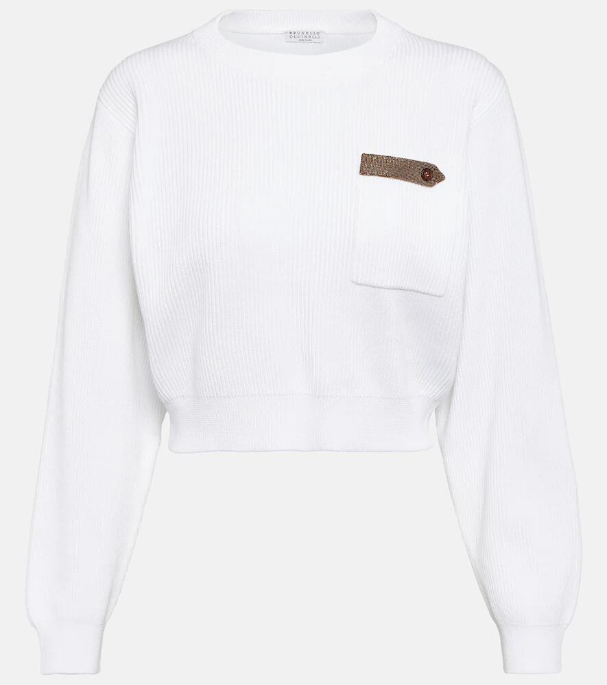 Brunello Cucinelli Cotton jersey cropped sweater Cover