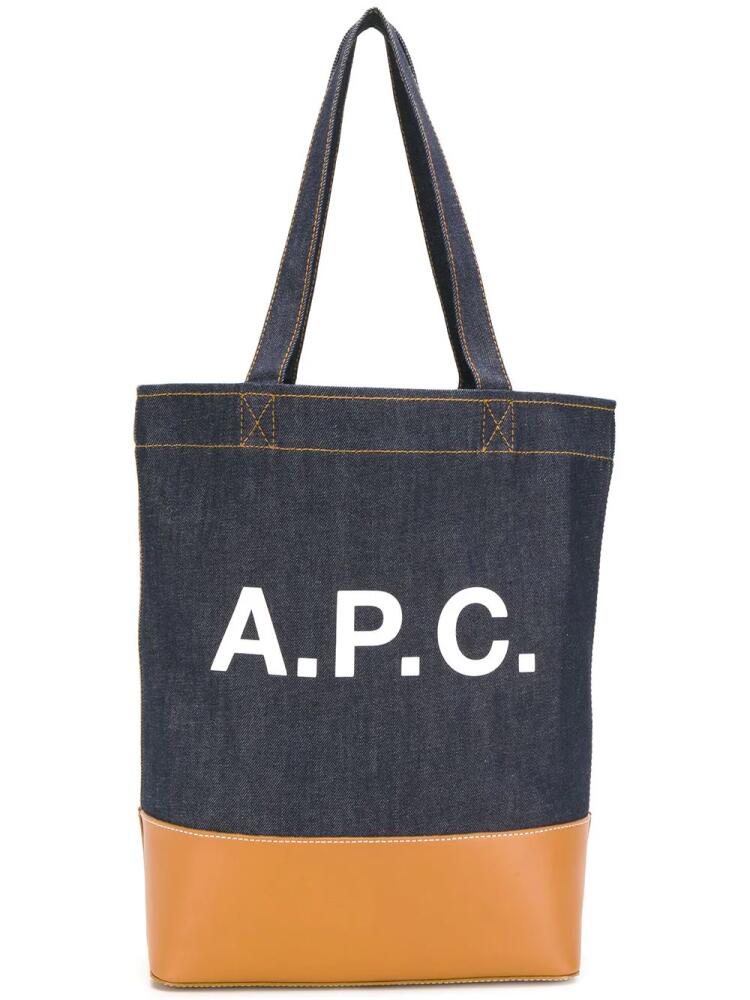 A.P.C. logo print denim tote - Blue Cover