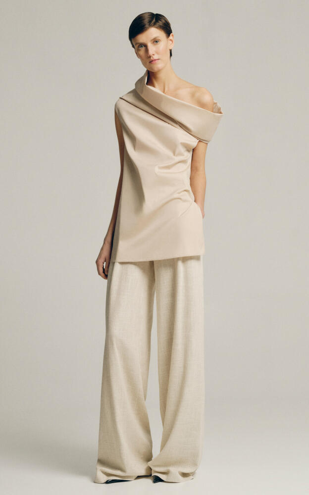 Sophie et Voila - Asymmetric Stretch-Cotton Top - Neutral Cover