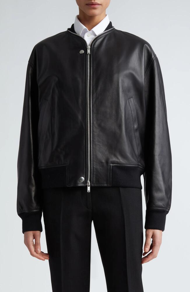 Jil Sander Leather Bomber Jacket in Black Cover