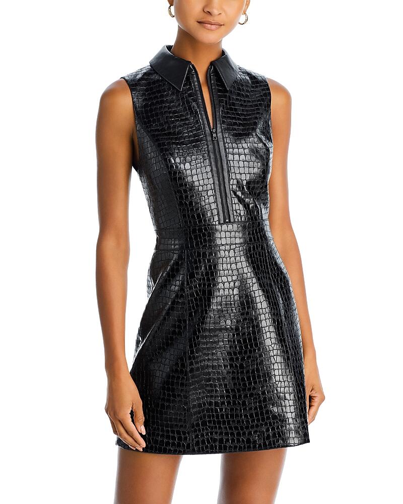 Alice and Olivia Ellis Sleeveless Faux Leather Mini Dress Cover