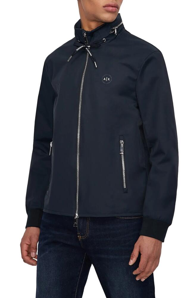 Armani Exchange Classic Yacht Cotton Blend Jacket with Hidden Hood in Navy Cover