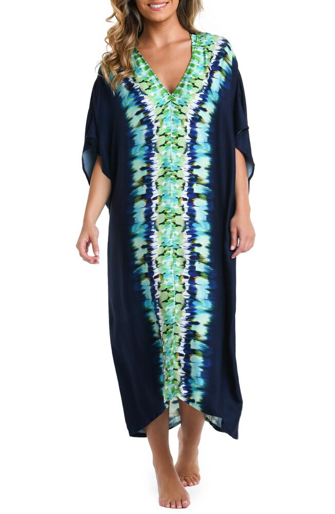 La Blanca Seas Print Cover-Up Caftan in Indigo Cover