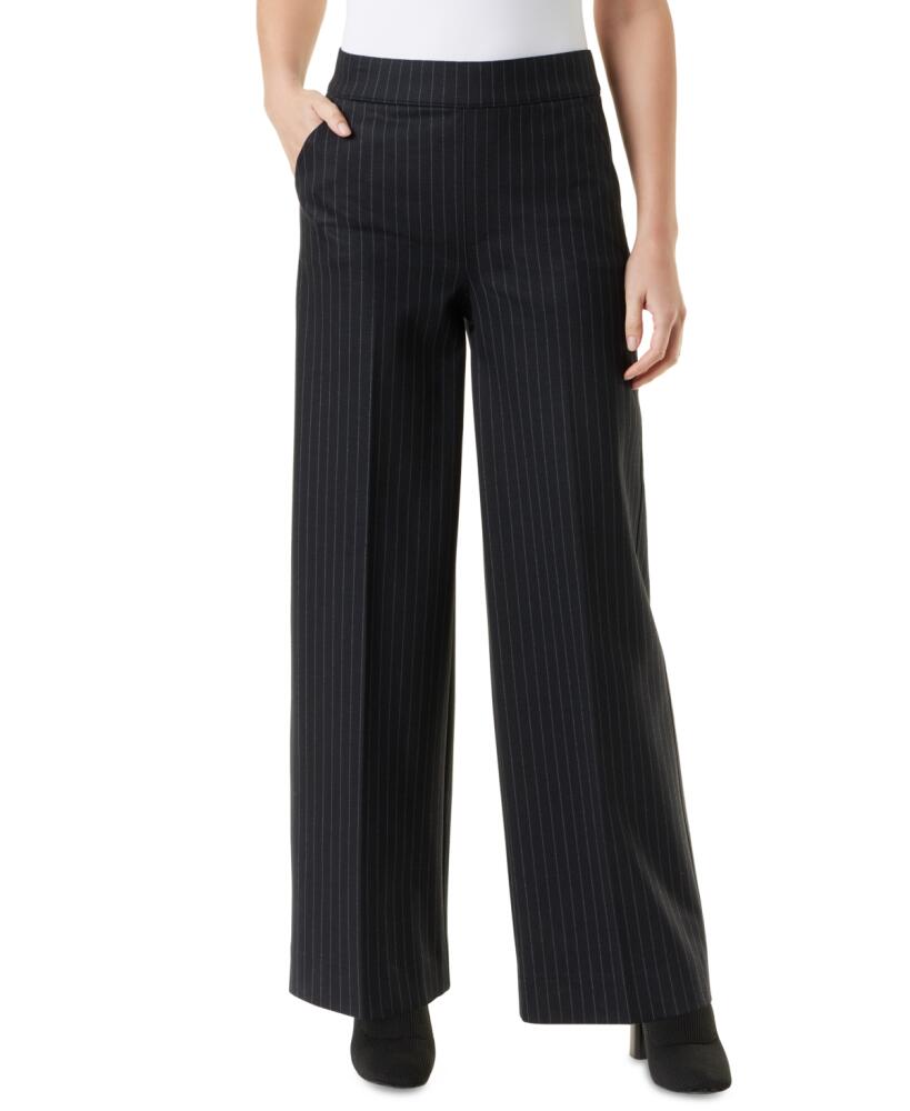 Gloria Vanderbilt Women's Wide-Leg Striped Pull-On Pants - Black- Bri Cover