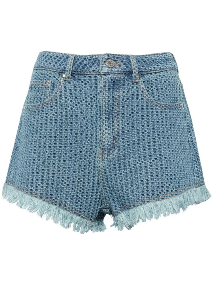 b+ab mesh-design high-waisted shorts - Blue Cover