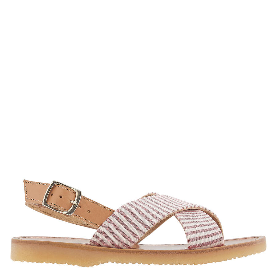 Bonpoint Girls Rouge Striped Strappy Sandals Cover