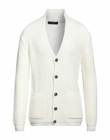 Officina 36 Man Cardigan White Virgin Wool, Acrylic Cover