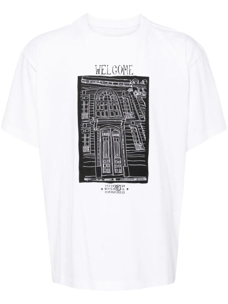 MM6 Maison Margiela Welcome-print cotton T-shirt - White Cover