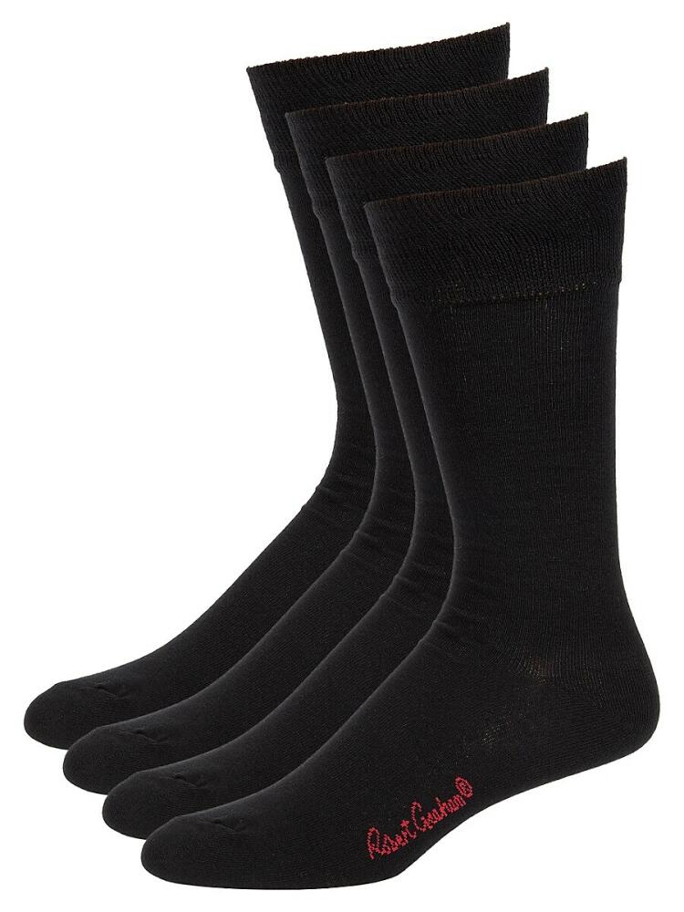 Robert Graham Men's 4-Pack Logo Crew Socks - Black Cover