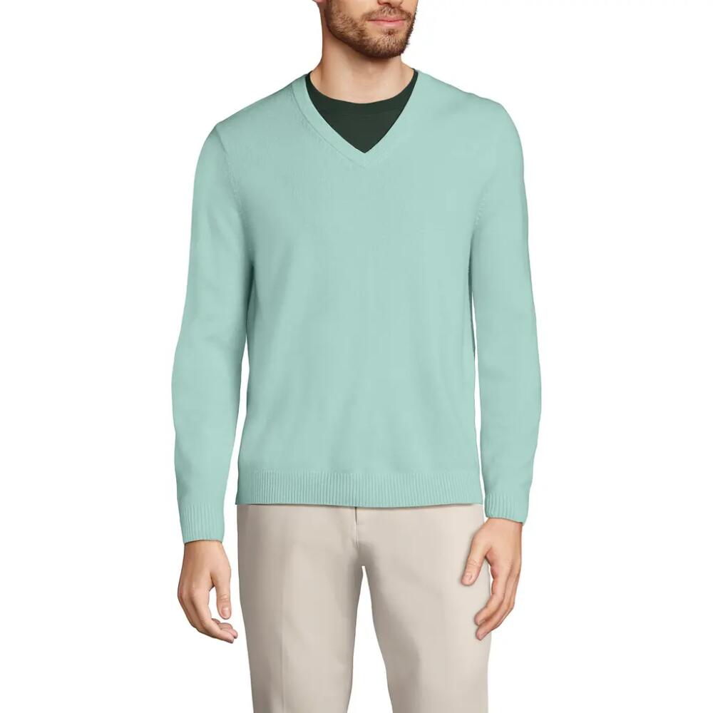 Lands' End Fine Gauge Cashmere V-neck Sweater in Aqua Breeze Cover