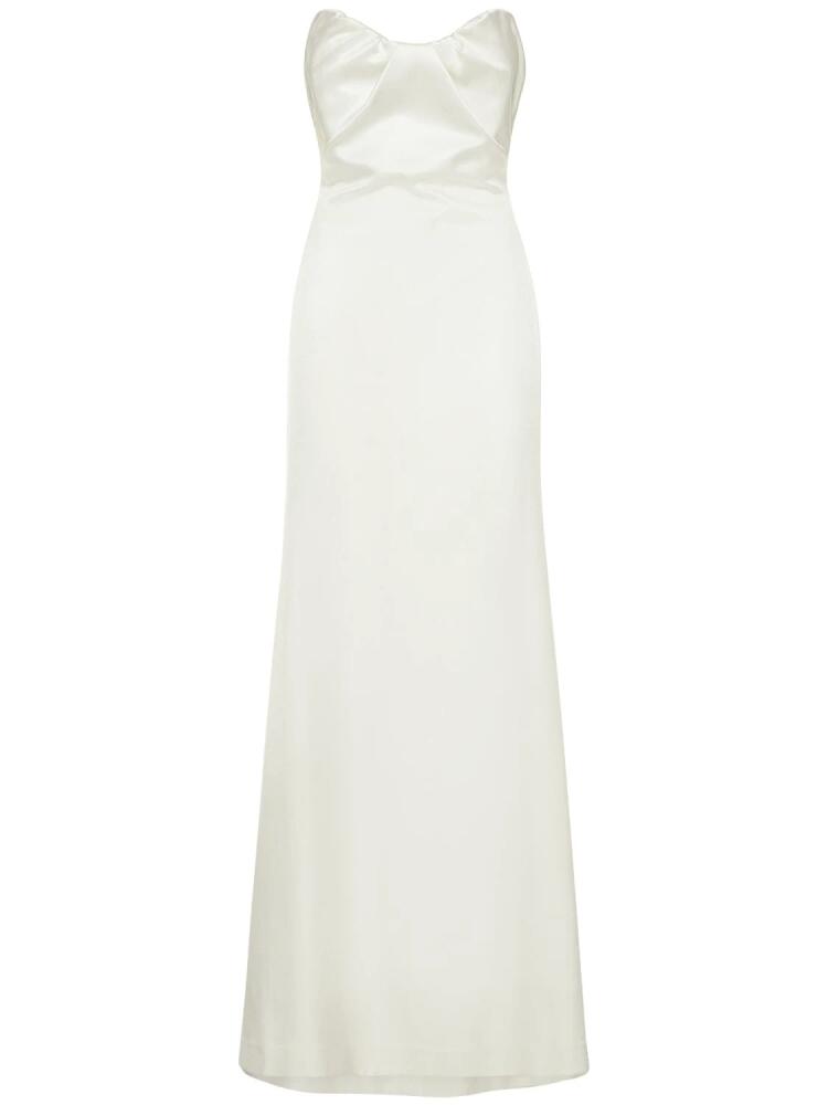 ROLAND MOURET Strapless Silk Satin Crepe Long Gown Cover