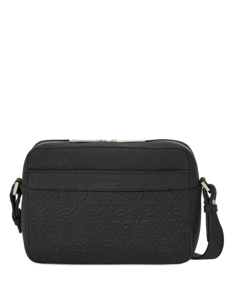 Ferragamo logo-embossed leather shoulder bag - Black Cover