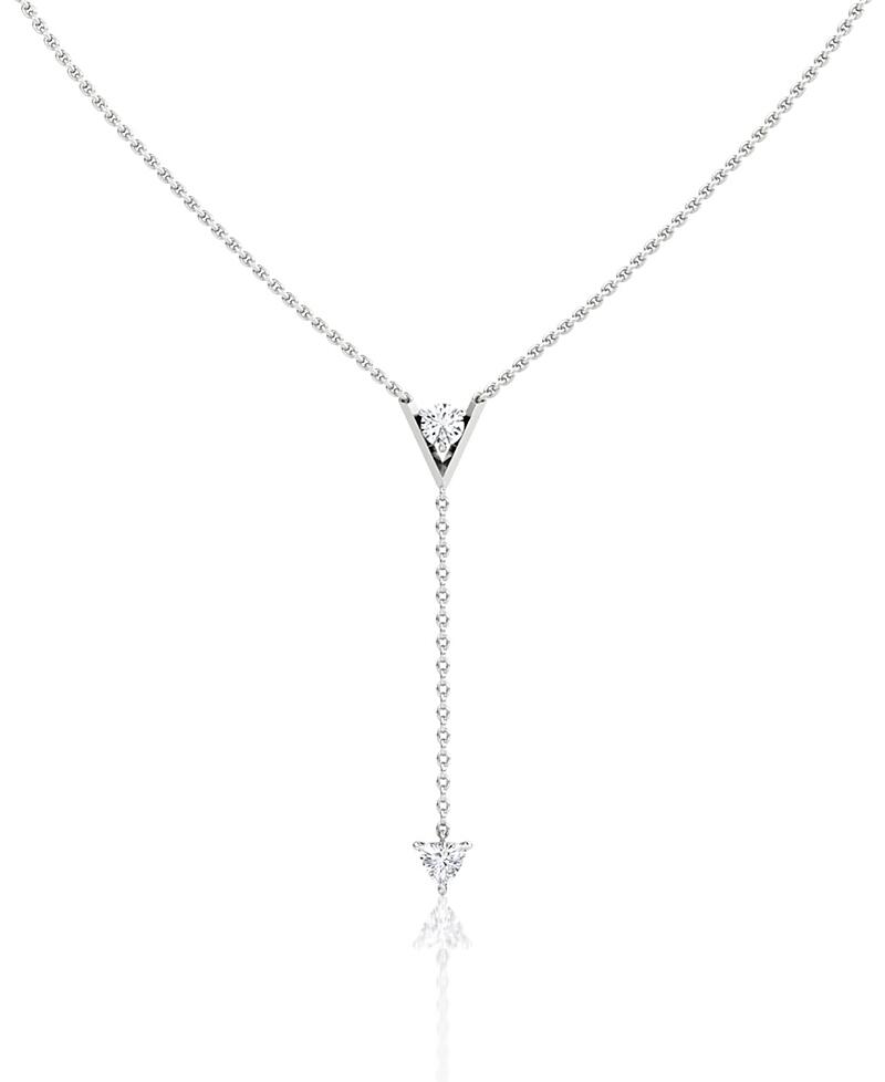 Vrai V Duo Lariat Necklace in 14K Gold/ 14k White Gold, .50ctw Round Brilliant & Trillion Lab Grown Diamonds, 16-18 Cover