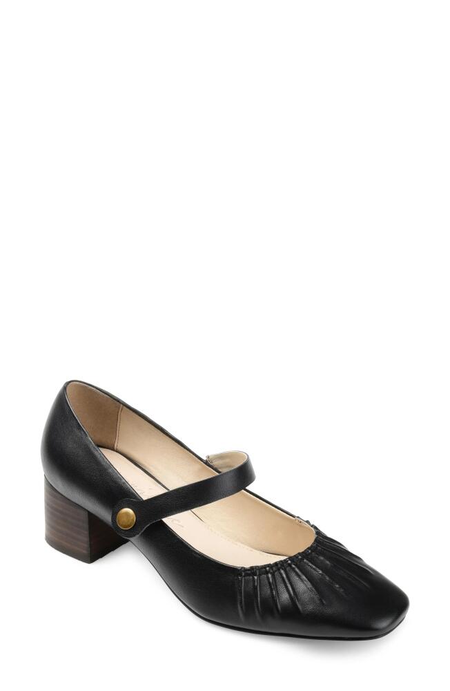 Journee Signature Ellsy Mary Jane Pump in Black Leather Cover