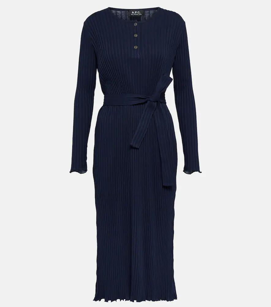 A. P.C. Sandy ribbed cotton midi dress Cover