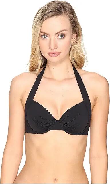 Tommy Bahama Pearl Underwire Halter Bikini Top (Black) Women's Bra Cover