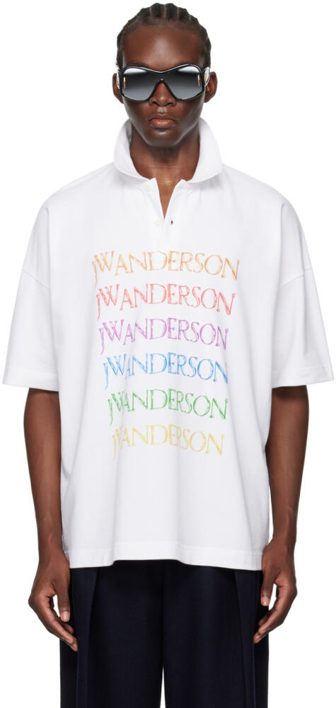 JW Anderson White Printed-Logo Polo Cover