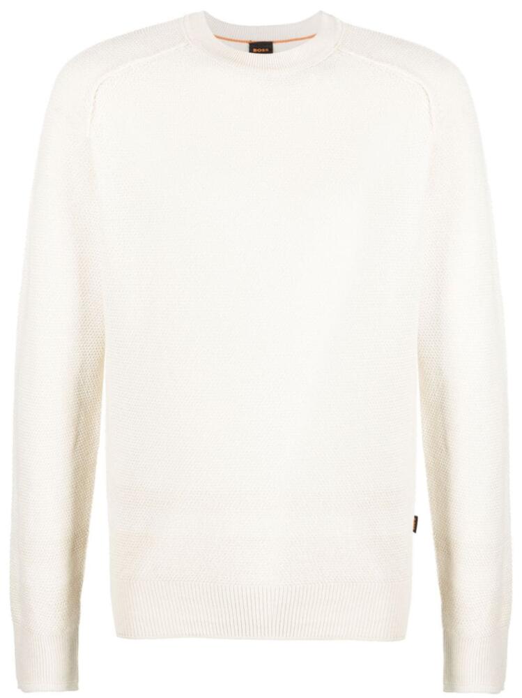 BOSS crew-neck cotton jumper - Neutrals Cover