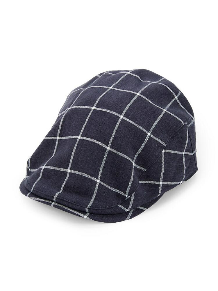 Bailey Hats Men's Shirin Pattern Linen Blend Newsboy Cap - Navy Cover