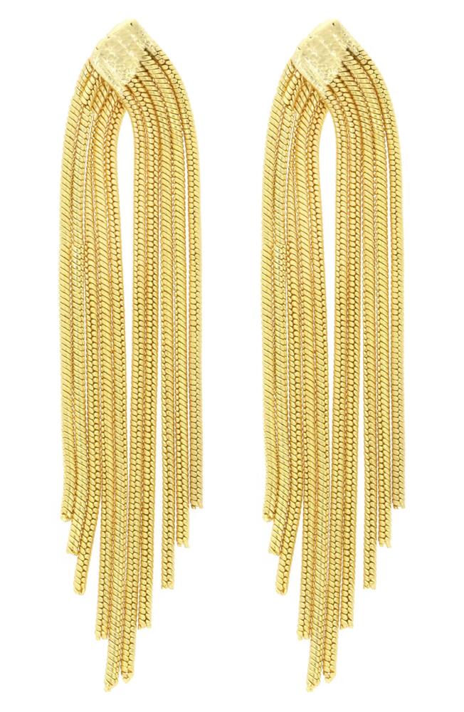 Panacea Snake Chain Fringe Drop Earrings in Gold Cover