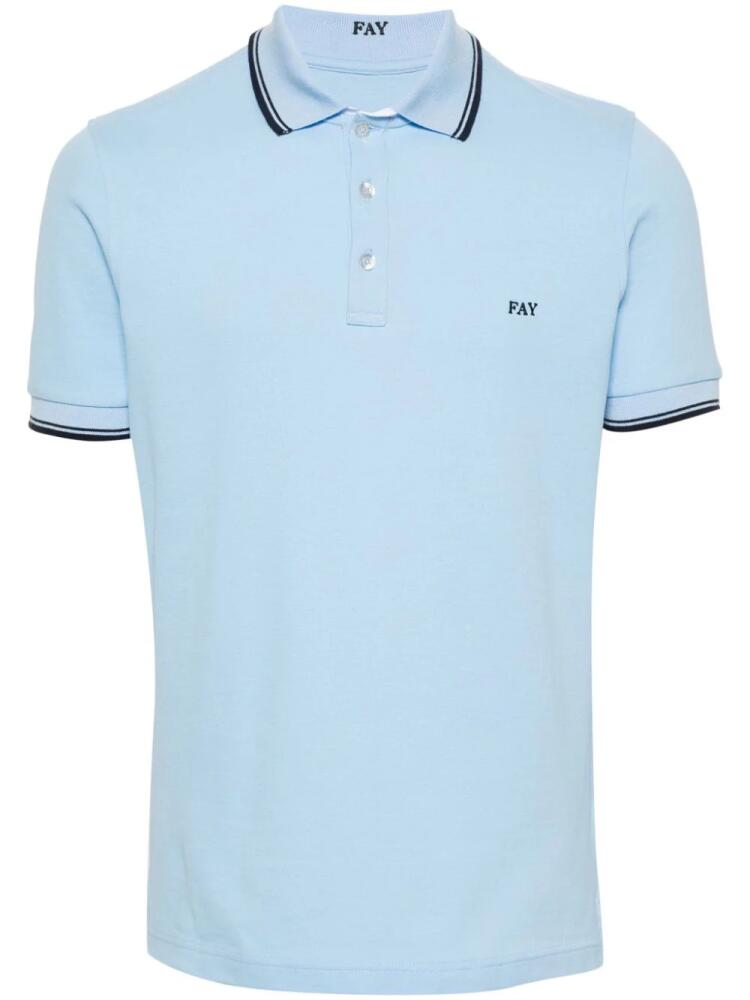 Fay embroidered-logo polo shirt - Blue Cover