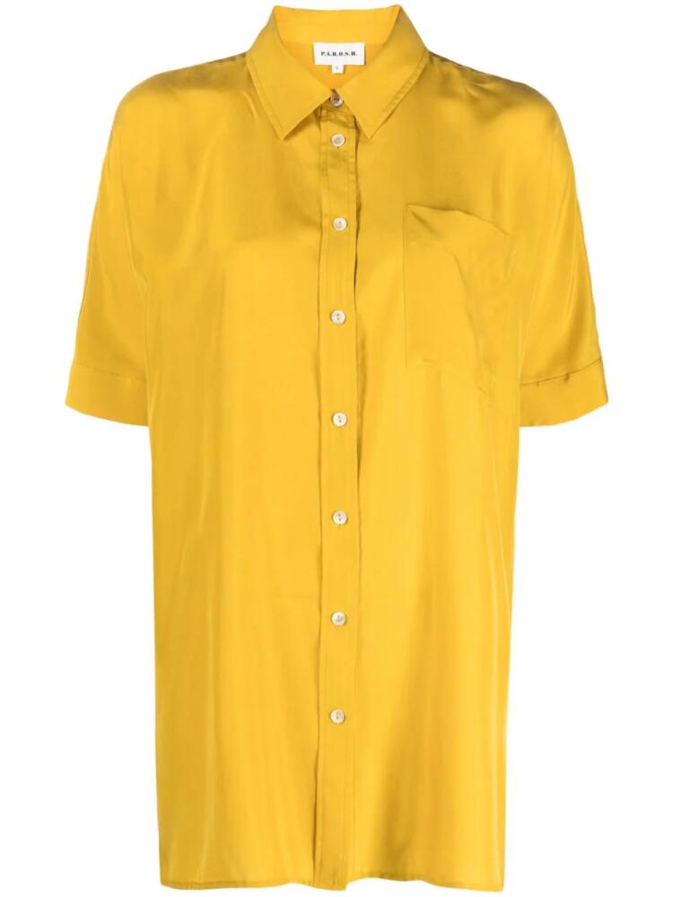 P.A.R.O.S.H. short-sleeve silk shirt - Yellow Cover