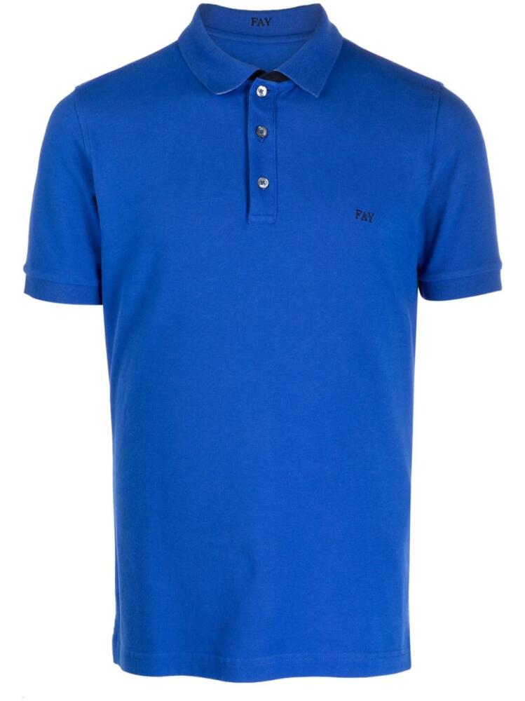 Fay embroidered-logo cotton polo shirt - Blue Cover