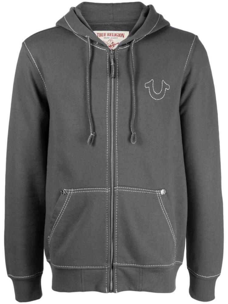 True Religion logo-embroidered zip-up hoodie - Grey Cover