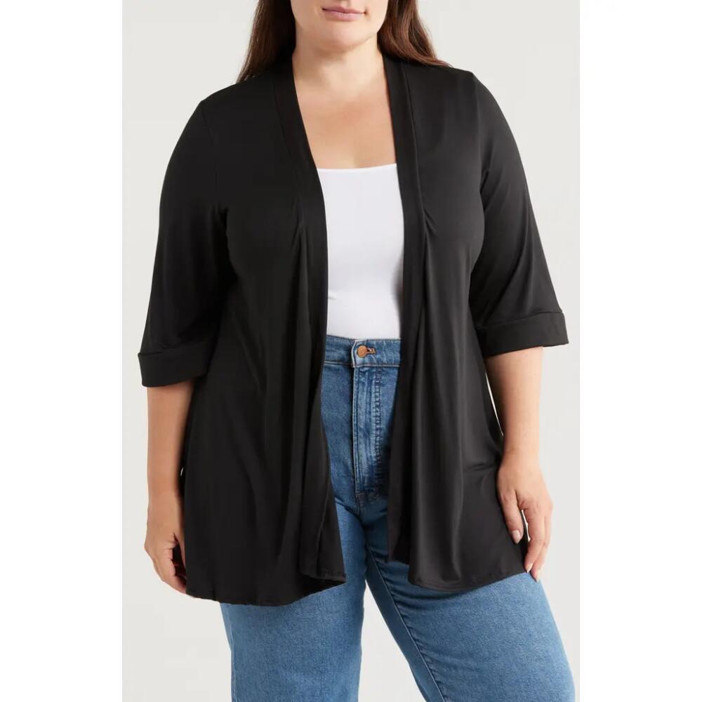 24seven Comfort Apparel Open Front Cardigan in Black Cover