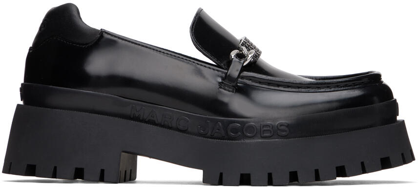 Marc Jacobs Black 'The Leather Barcode Monogram' Loafers Cover