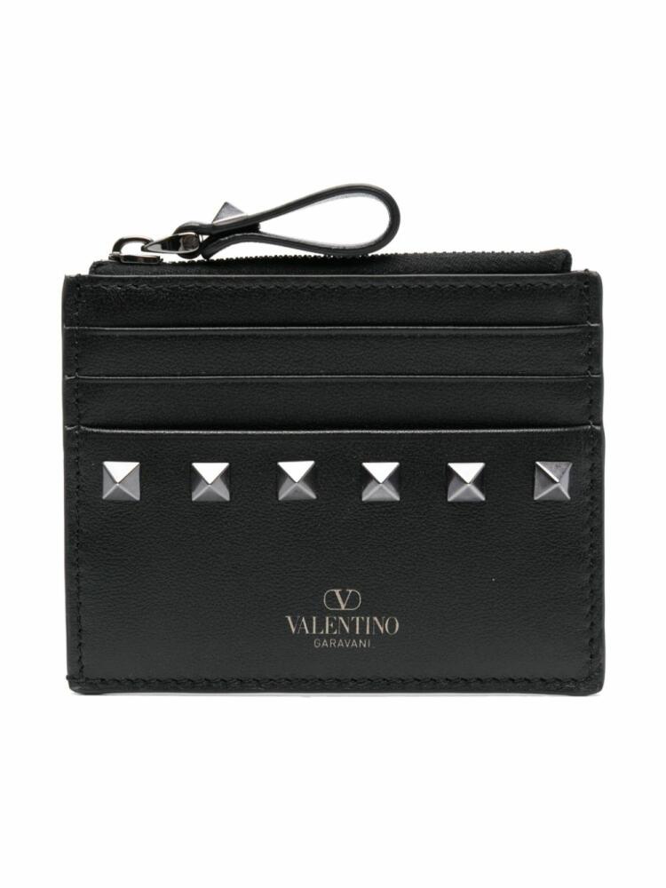 Valentino Garavani Rockstud-detailing leather card holder - Black Cover