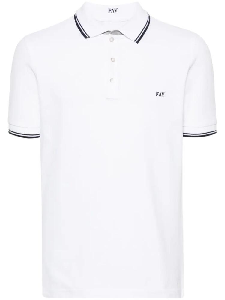 Fay embroidered-logo polo shirt - White Cover