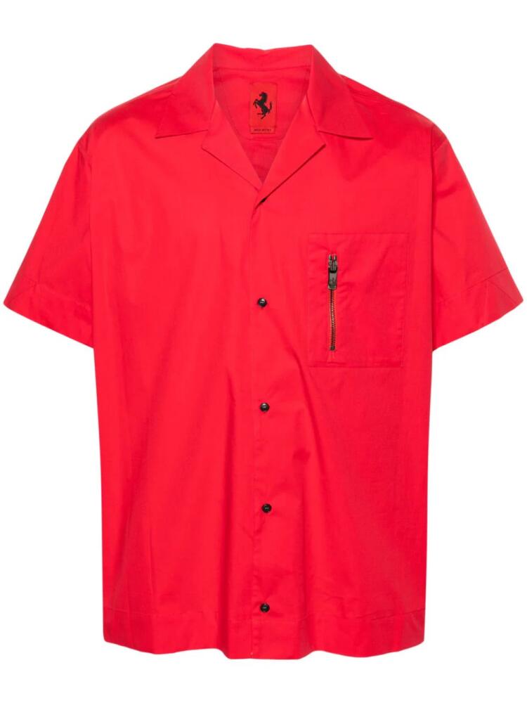 Ferrari tape-detail cotton shirt - Red Cover