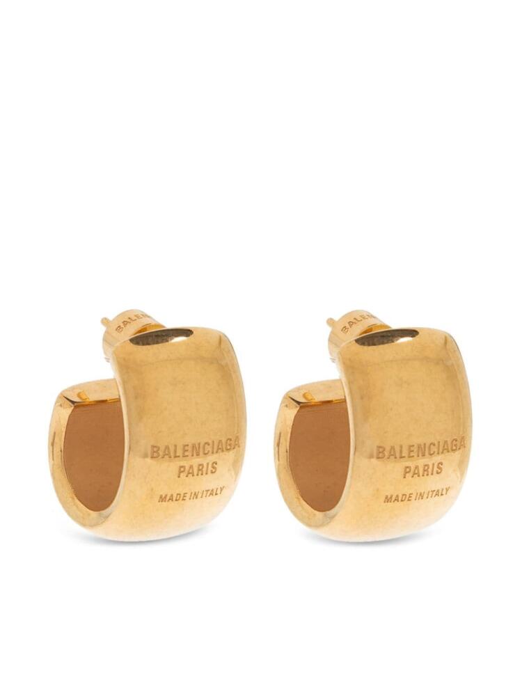 Balenciaga logo-engraved earrings - Gold Cover