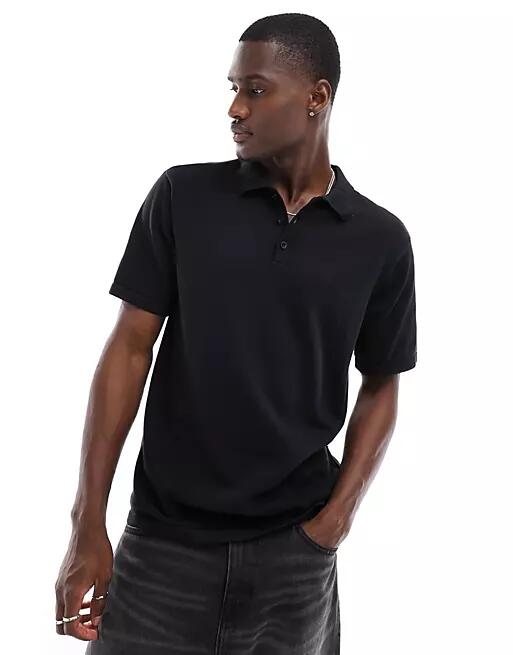 Another Influence knitted polo in black Cover