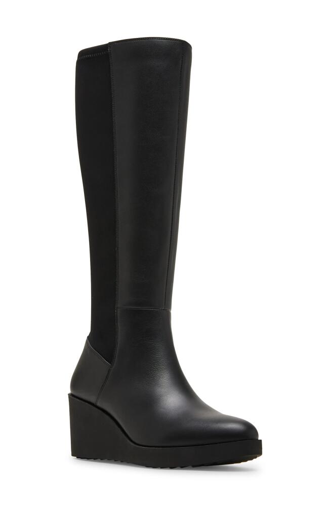 Blondo Monique Waterproof Wedge Boot in Black Leather/Stretch Cover