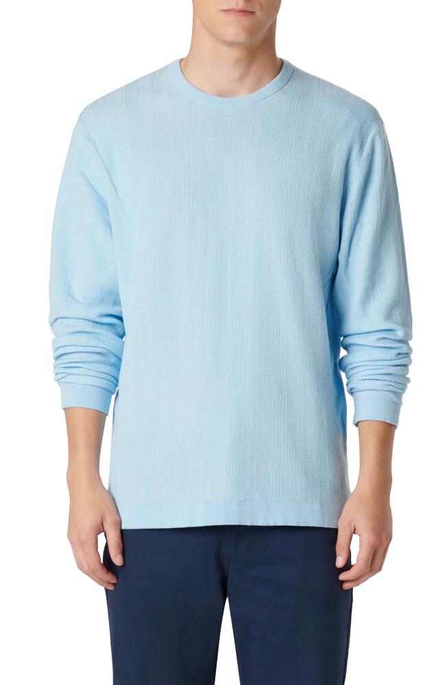 Bugatchi Cotton & Silk Crewneck Sweater in Sky Cover