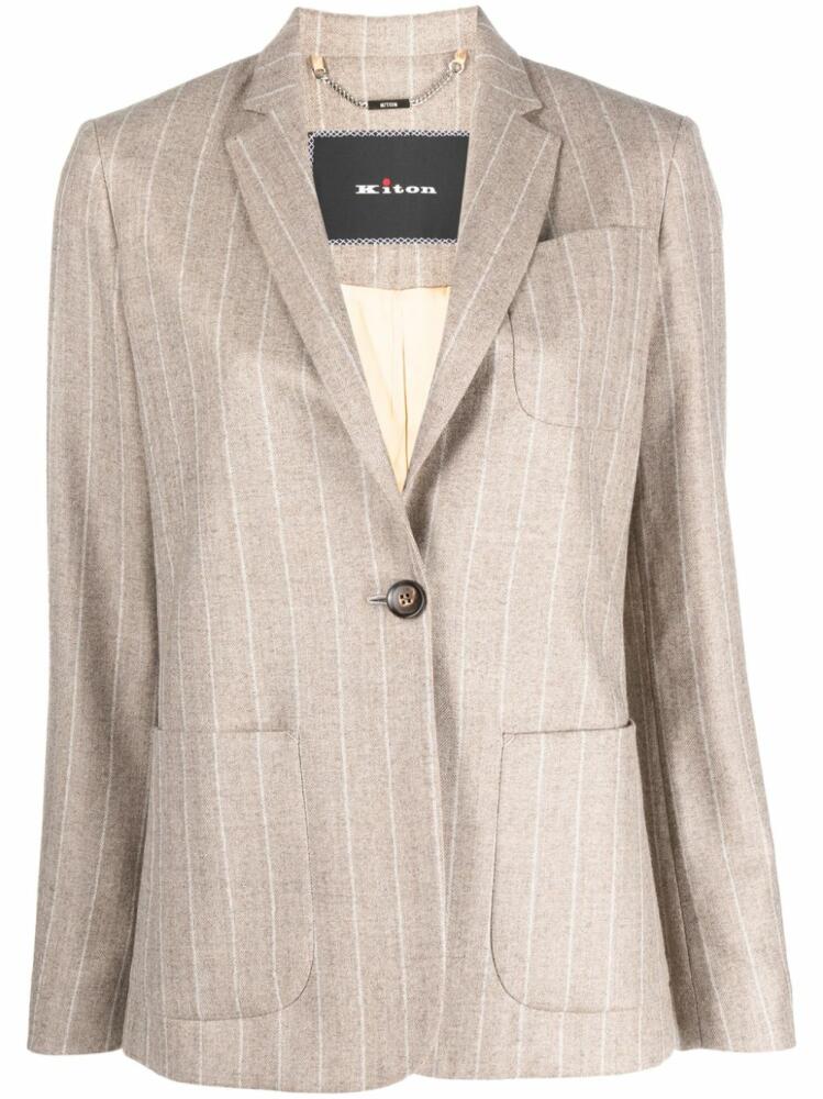 Kiton pinstriped single-breasted blazer - Neutrals Cover