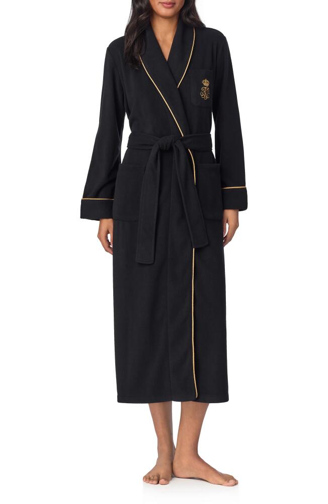 Lauren Ralph Lauren Crest Embroidered Robe in Black Cover