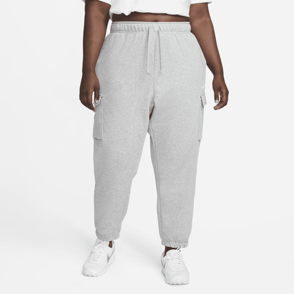 Women's Nike Sportswear Club Fleece Mid-Rise Oversized Cargo Sweatpants (Plus Size) in Grey Cover