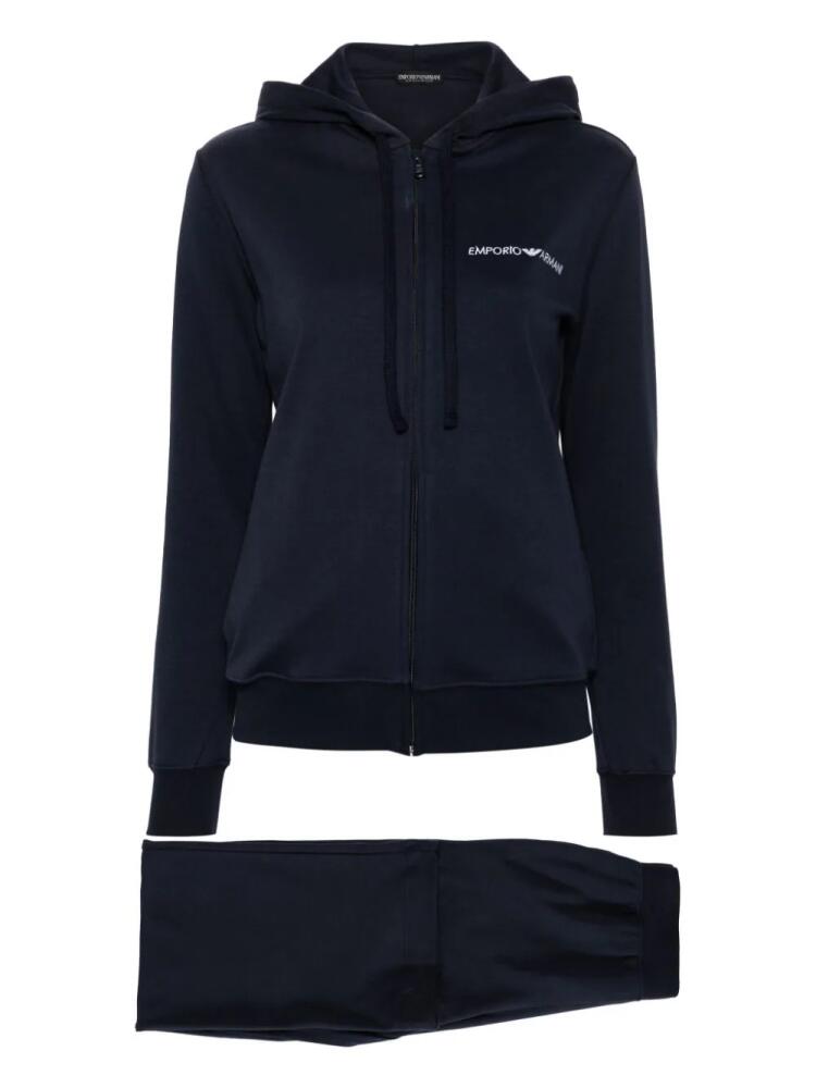 Emporio Armani logo-embroidered cotton tracksuit - Blue Cover